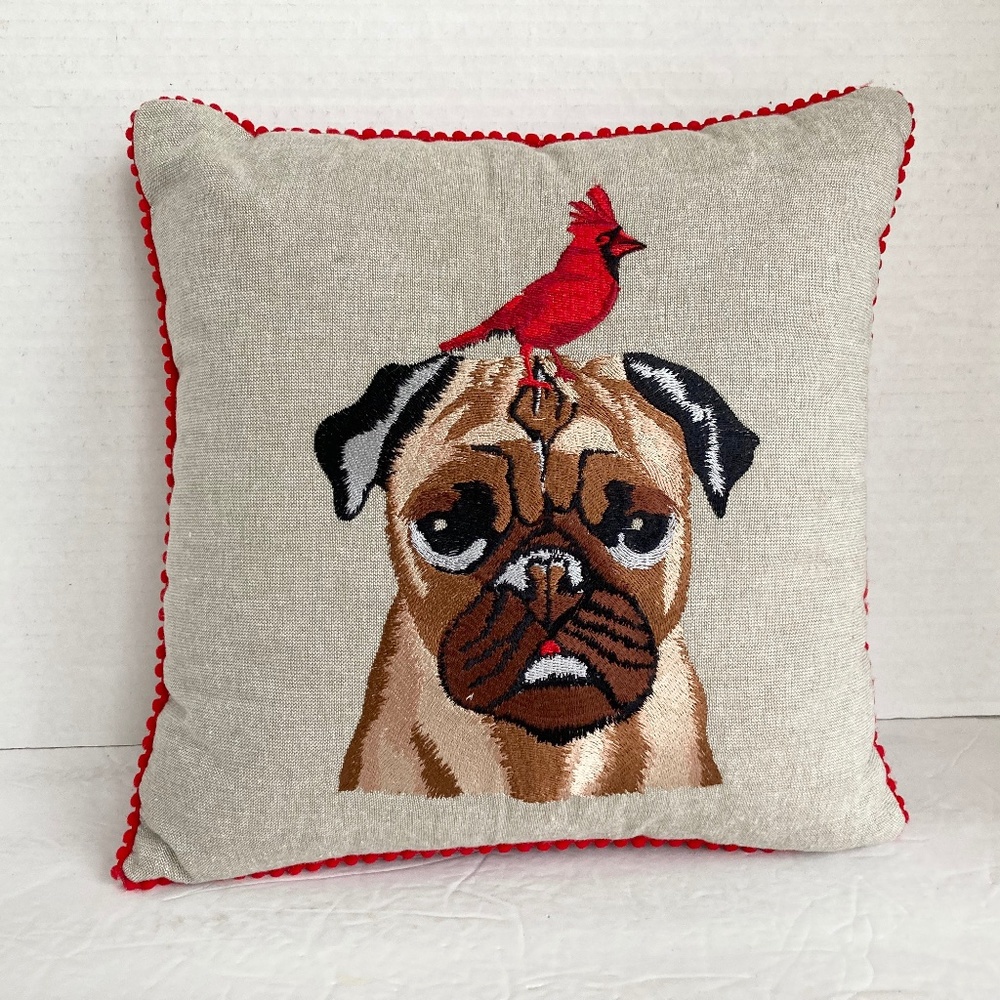 Pug Cardinal Decorative Throw Pillow